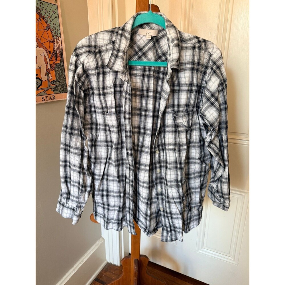 LOFT Women's Plaid Button Down flannel Shirt